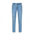 Cotton Cropped Jeans with Destruction Men's Skinny Jeans