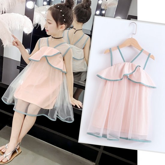 Summer Dresses For Girls Sleeveless Girls Dress Mesh Ruffles