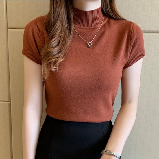 New Summer Fashion Knitt Short-sleeved T-shirt Women